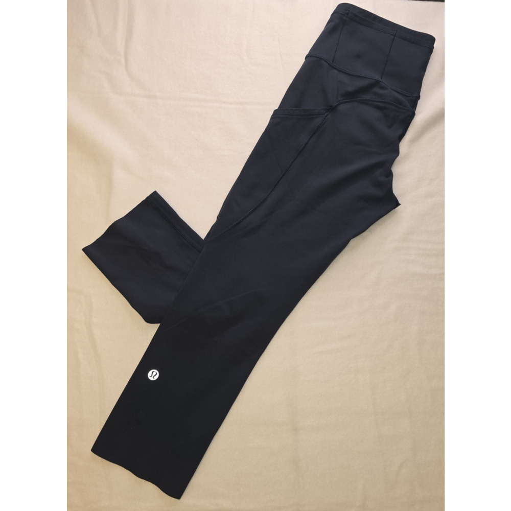 Lululemon Run Straight Leg Leggings Women’s Size 4 Navy Reflective Calf Dots Run
